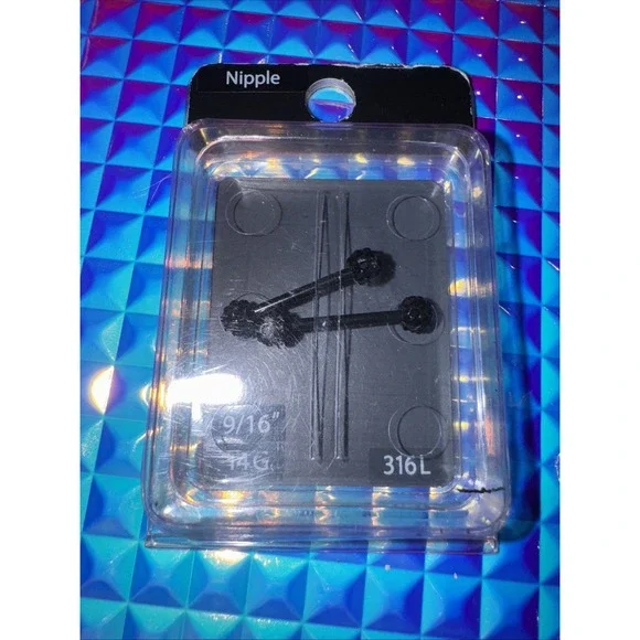 NWT Spencer Pierced Nation 14g 9/16" 316L Nipple Ring Black Bar Bling Gems Spark - Picture 2 of 6